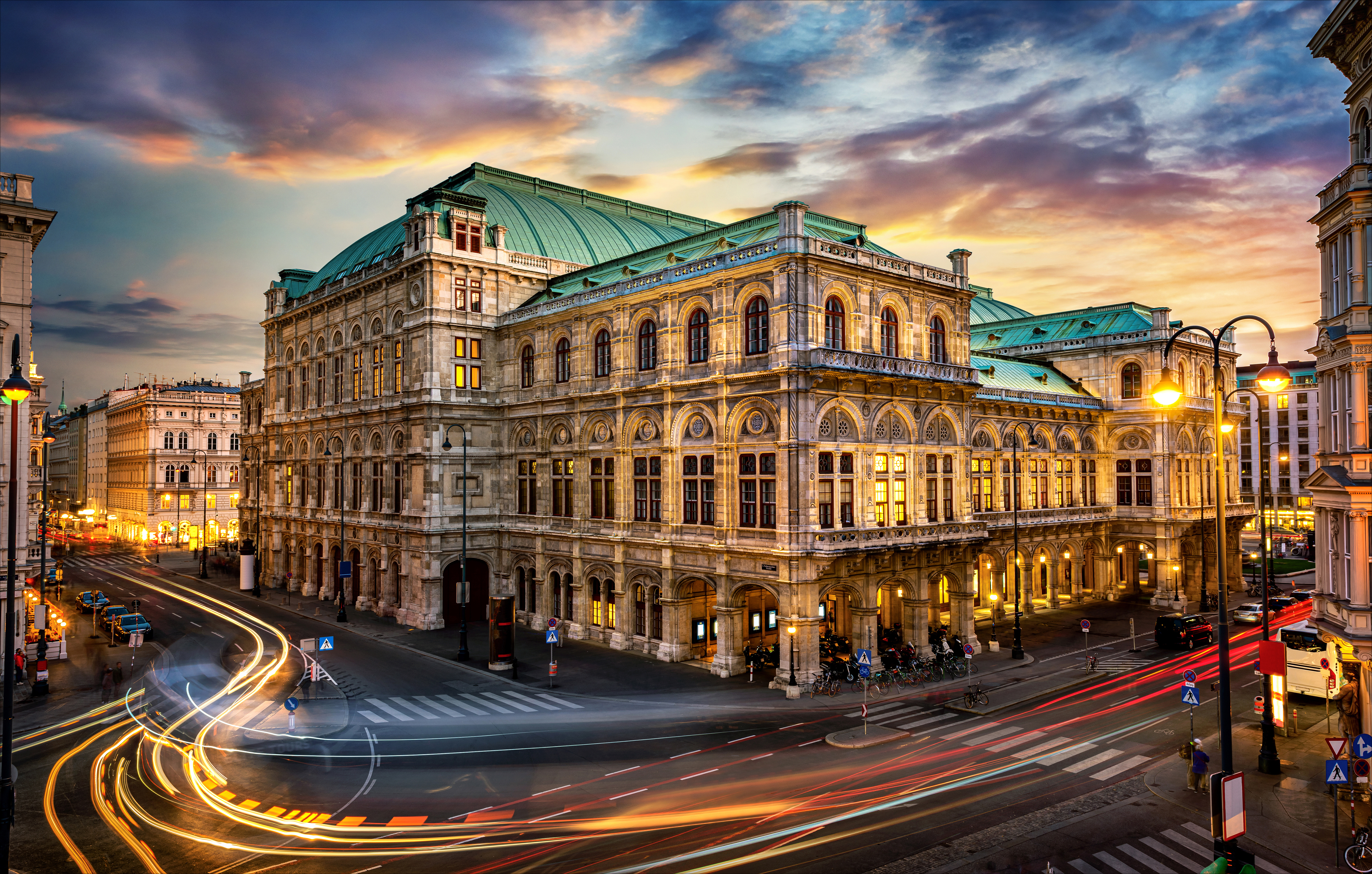 Vienna State Opera. Evening front view.Austria.